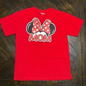Disney Red Minnie MOM Short Sleeve Tee with Polka Dot Bow